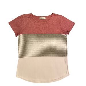 YunJey Shirt Color Pink Stripes and White Size Small